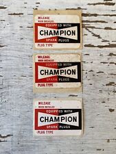 Vintage Champion Equipped With Spark Plugs Mileage Sticker Original Plug Type picture