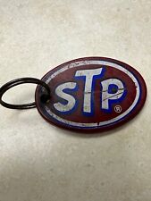 Vintage Keychain STP Motor Oil Hang Tag Advertising Logo WT Ring Red Blue  picture