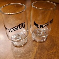 Lot of 2 Vintage The Pussycat Footed Lounge Barware Drinking Glasses Man Cave picture