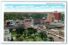 1939 Bird's Eye View Of Enid Oklahoma OK Posted Trees Cars Buildings Postcard picture