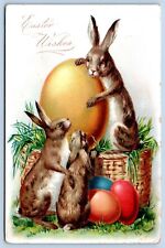 C1910 EASTER POSTCARD TUCK  fantasy rabbits with big egg picture