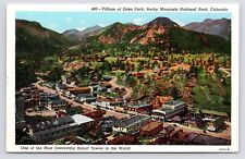 1920s Aerial View Downtown Main Street Panorama Estes Park Colorado CO Postcard picture