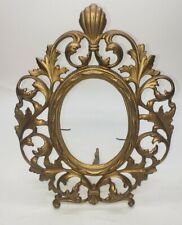 Vintage Antique Cast Iron Brass Gilded Art Nouveau Ornate Oval  Picture Frame picture