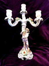 Vtg Von Schierholz German Porcelain Cherub Putti 3 Arm Candelabra Candle Holder picture