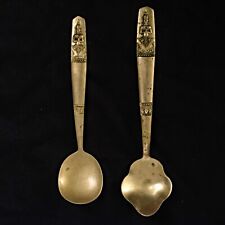 Vintage Brass Buddha Serving Spoons - Set of 2 - 7.5