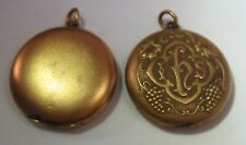 Lot of 2 1920s Sacred Heart Goldtone Picture Lockets 1 Monogrammed picture