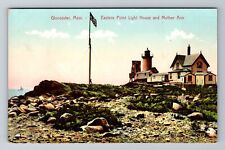Gloucester, MA-Massachusetts, Eastern Pt Lighthouse Mother Ann, Vintage Postcard picture