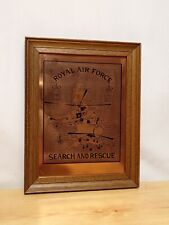 Vintage 1980s Royal Air Force Search And Rescue Brass Look Framed Picture  picture