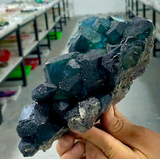 3.06LB Rare Transparent BLUE Cube Fluorite Mineral Crystal Specimen/China picture