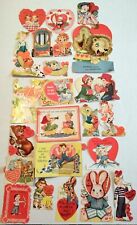 Vtg Mid century Valentine's Day Cards  Robin Hood Lion Cow Duck Bear Lt Of 22 ea picture