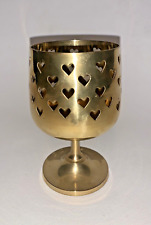 Vintage Brass Heart Short Stem Cup/Tea Light Holder Made In India (approx 4.5” ) picture