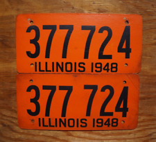1948 ILLINOIS License Plate Plates PAIR / SET # 377 724 picture