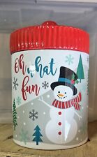 “Oh What Fun” Snowman Cookie Jar Christmas Winter Holiday Canister SCMHome. picture