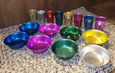 16 Vintage Jewel Color Aluminum Bowls & Tumblers (Sunburst) picture