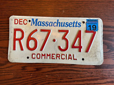 2019 Commercial Massachusetts License Plate R67 347 MA USA Authentic December picture