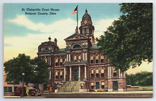 Vintage Postcard OH St. Clairsville Court House Belmont County Old Car -2970 picture