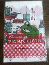 VTG MCM Carnation Plastic BAR-B-QUE PICNIC Tablecloth 54 x 72 Made in ISRAEL picture