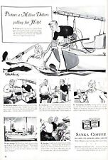 1939 Sanka Coffee Vintage Print Ad Yacht Picture A Million Dollars Yelling Help  picture