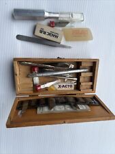 Vintage X-acto knife set Box and Blades One Large Steel Handle picture