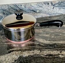 Vintage 1801 Revere Ware Sauce Pan Pot Copper Clad Bottom With Lid Illonois picture