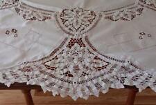 Vintage Genuine Battenburg Needle Lace Tablecloth Linen Round White 61