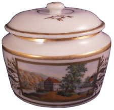 Antique 18thC Volkstedt Porcelain Scenic Pot &Lid Porzellan Dose Thuringia Scene picture