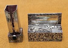Antique European 800 Silver and Jade Lipstick Holder ca.1920 picture