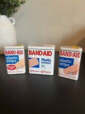 Vintage Metal Band Aid Boxes Tins Containers Johnson & Johnson Lot of 3 picture
