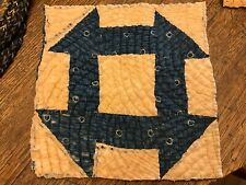 Antique Indigo Calico Fabric Quilt Block Quilted - # 12 Moprimitivepast Aafa picture