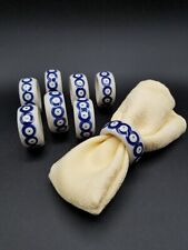 Boleslawiec Polish Pottery Napkin Rings 'True Blue'  Set of 8, Discontinued  picture