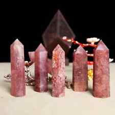 Natural Strawberry Quartz Tower Point Wand Obelisk Healing Crystal Ornament Deco picture