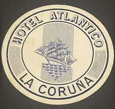 Vintage Luggage Label Hotel Atlantico La Coruna Circle picture