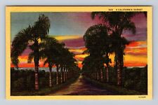 CA- California, Scenic View Of Sunset, Antique, Vintage Souvenir Postcard picture