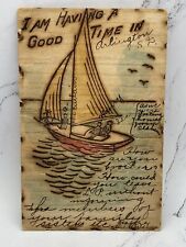 c1906 Burnt Wood Series Postcard Having A Good Time In Arlington SD Sail Boat 1c picture