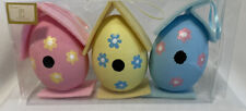 Set of 3 North Light Easter Egg House Plastic Easter Felt Roof Gift Set 4” Tall picture