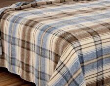 King Size Poyet Motte Chevreuse Wool Blend Blue Grey Brown Plaid Blanket NWT picture