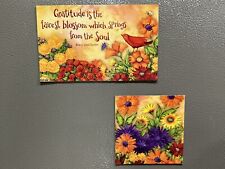 2 Kitchen Magnets Floral Birds Cottagecore Country Inspirational Lg-Med Size EUC picture