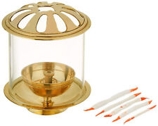 Indian Traditional Simple Brass Diya With Borosilicate Glass For Home & Temple picture