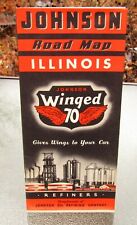 1930 JOHNSON Winged 70 ILLINOIS Road Map UNUSED H.M. Gousha Chicago FILE COPY picture