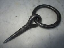 Antique Wrought Iron Tethering Ring on Pin Game Hook Blacksmith Hardware picture