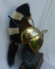 18 Guage Brass Medieval Knight Marmilo Gladiator Helmet With Plume picture