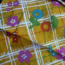 Vintage 70's Retro Colorful Yellow Floral Print Fabric 42