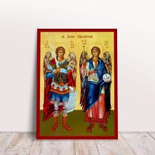 Archangels Michael and Gabriel Taksiarxes Greek byzantine orthodox icon handmade picture