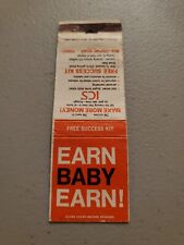Vintage Matchbook  Earn Baby Earn   ICS New Career  60's 70's  15 picture