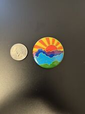 Vintage 1980 Illuminations Rainbow Fantasy Sun Over Mountains Pin Button  picture