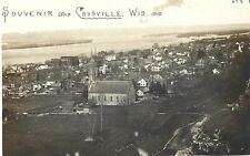 Cassville WI -- Super nice, detailed aerial of town; 1910s RPPC picture