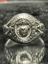 Marine Corp USMC Vintage 925 Sterling Silver US MC Size 12 Ring Licenced picture