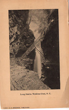 Vintage Postcard NY Walkins Glen Long Stairs Waterfall c1915 -440 picture