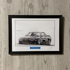 Skyline R32 Calsonic GT-R pencil drawing famous car old car illustration picture