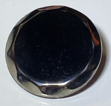 Vintage Black Glass Self Shank Button Faceted Silverfoil Edge 11/16